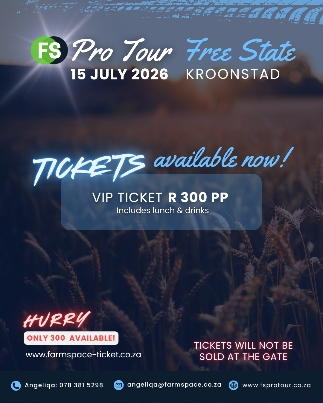 Pro-Tour Vrystaat, 15 Julie 2026, Kroonstad (VIP access)