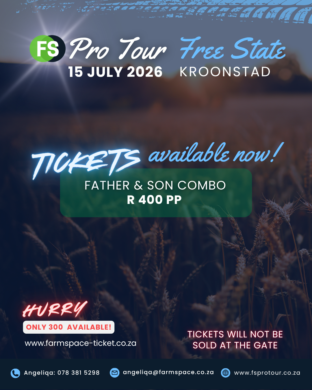Pro-Tour Vrystaat, 15 Julie 2026, Kroonstad (Father & Son Combo)